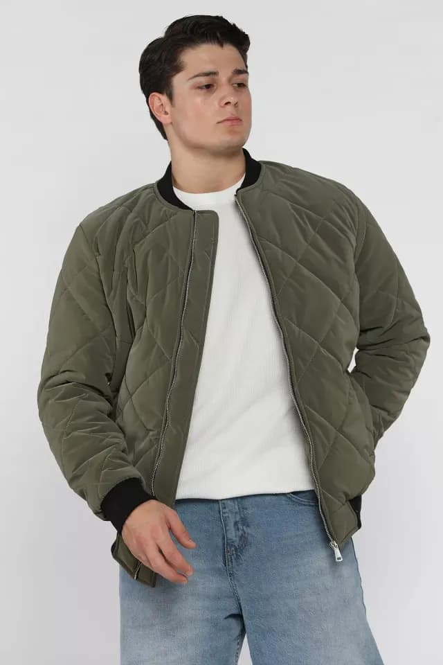 Erkek Çift Cepli İç Astarlı Kapitoneli Mont Haki TZL-P-00019027